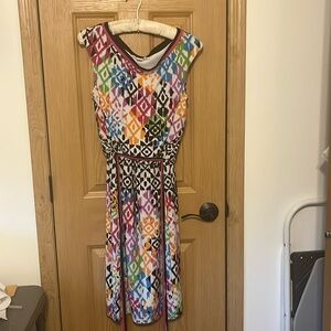Maggie London, print silk dress sleeveless size 10